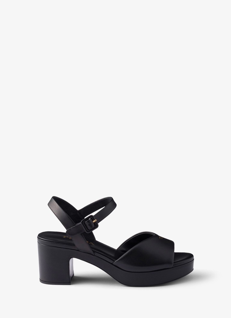 Prada Dames Sandalette van leer in de kleur Zwart