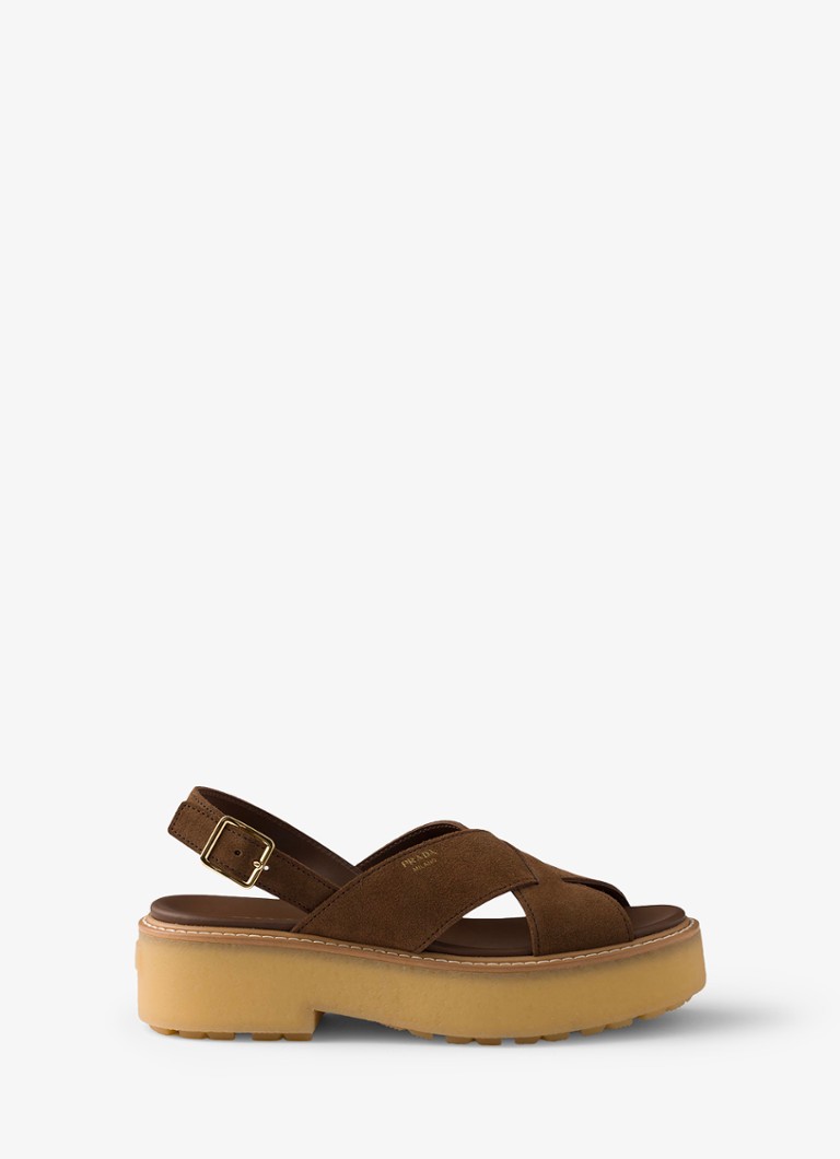 Prada Dames Sandalette van suède in de kleur Bruin