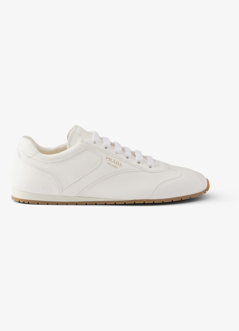 Prada Dames Sneaker van leer in de kleur Gebroken wit