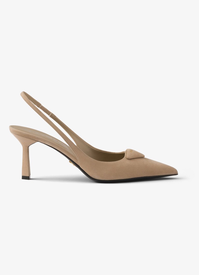 Prada Dames Slingback van geitensuède in de kleur Beige