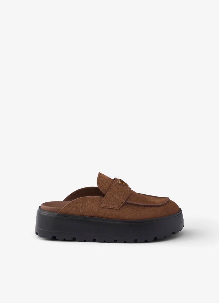 Prada Dames Muiltje van nubuck in de kleur Bruin