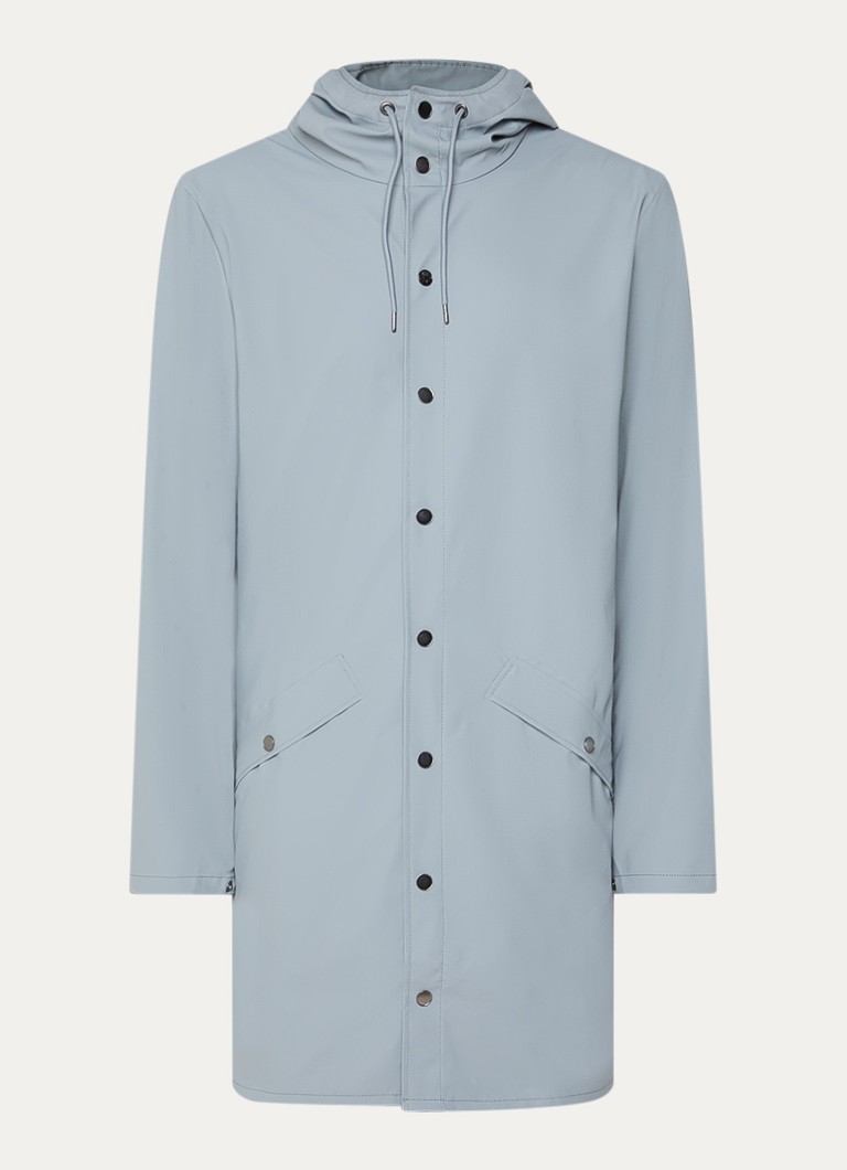 Rains Heren Bold regenjas met capuchon en klepzakken in de kleur Blauwgrijs, maat: XL
