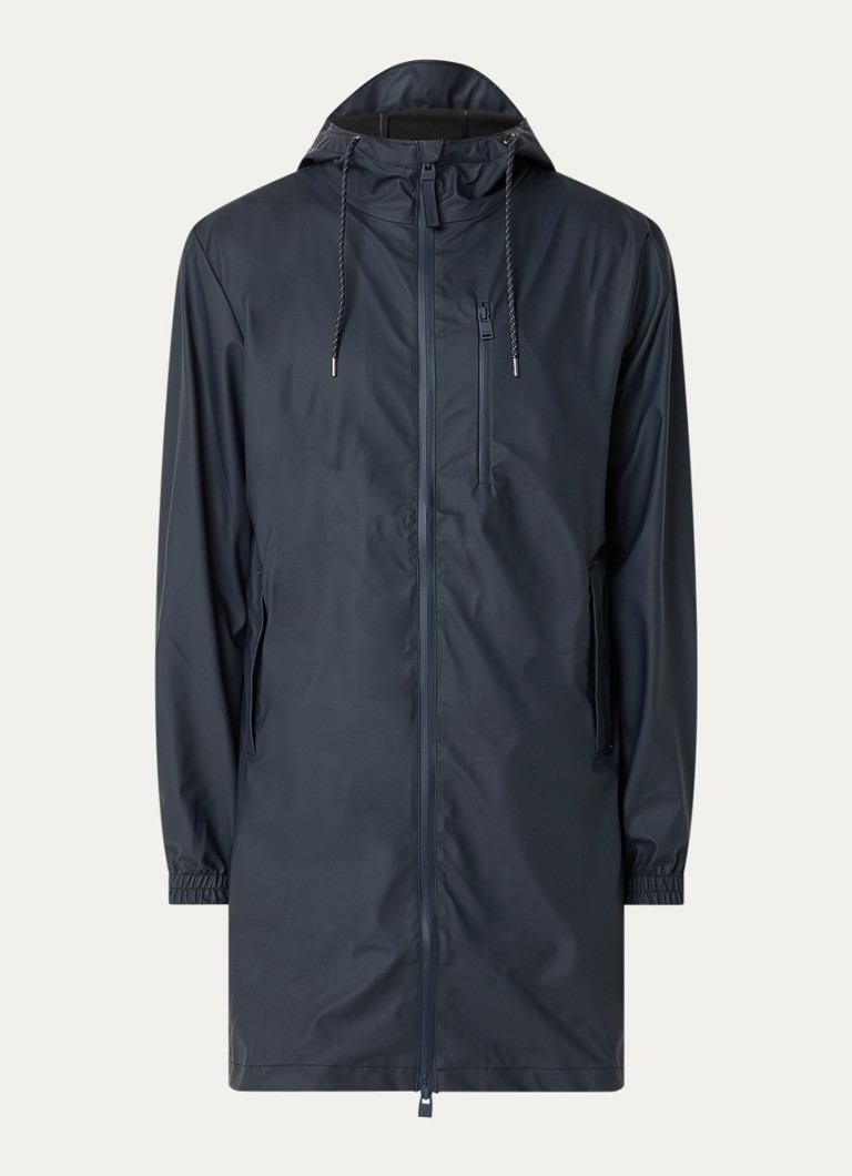 Rains Heren Regenjack met capuchon en steekzakken in de kleur Donkerblauw, maat: XL