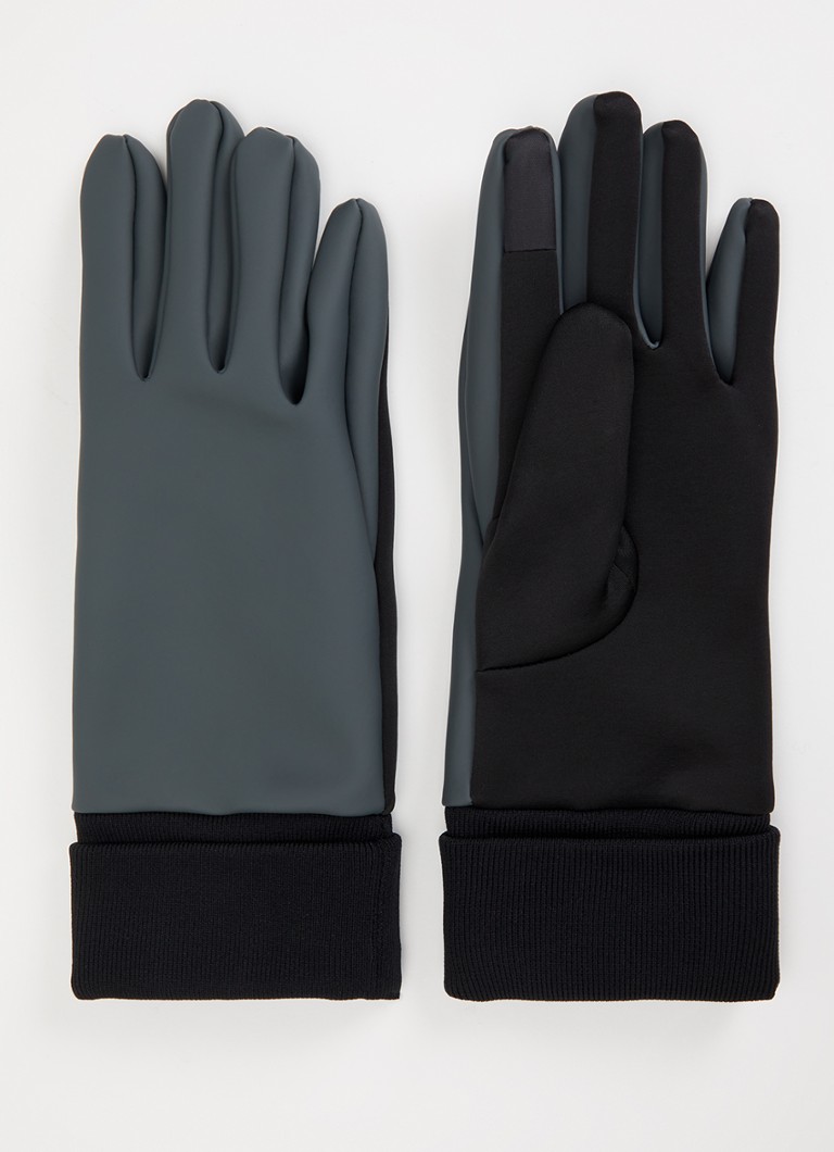 Rains Heren Handschoenen met waterafstotende coating en touchscreen functie in de kleur Donkergrijs, maat: S