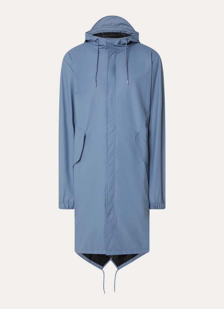 Rains Heren Fishtail parka met steekzakken in de kleur Staalblauw, maat: XL