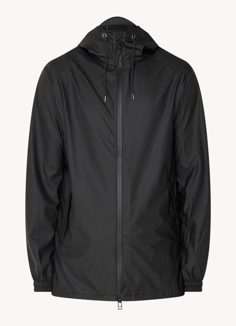 Rains Heren Storm Breaker regenjas met capuchon en steekzakken in de kleur Zwart, maat: L