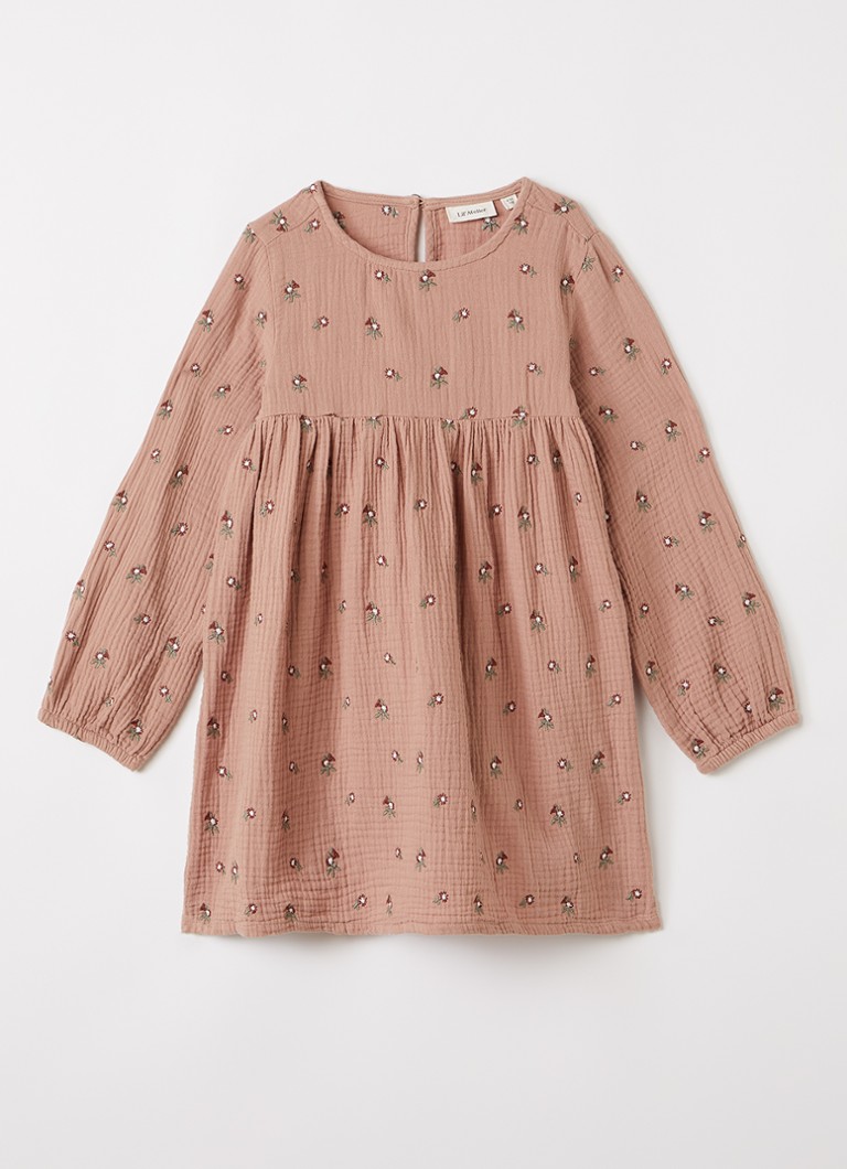 Lil 'Atelier Meisjes NMFTamina tuniekjurk met bloemborduring in de kleur Abrikoos, maat: 122