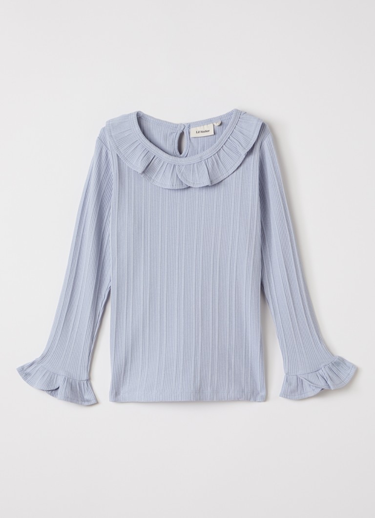 Lil 'Atelier Meisjes NMFTansy longsleeve met ribstructuur in de kleur Lichtblauw, maat: 122/128