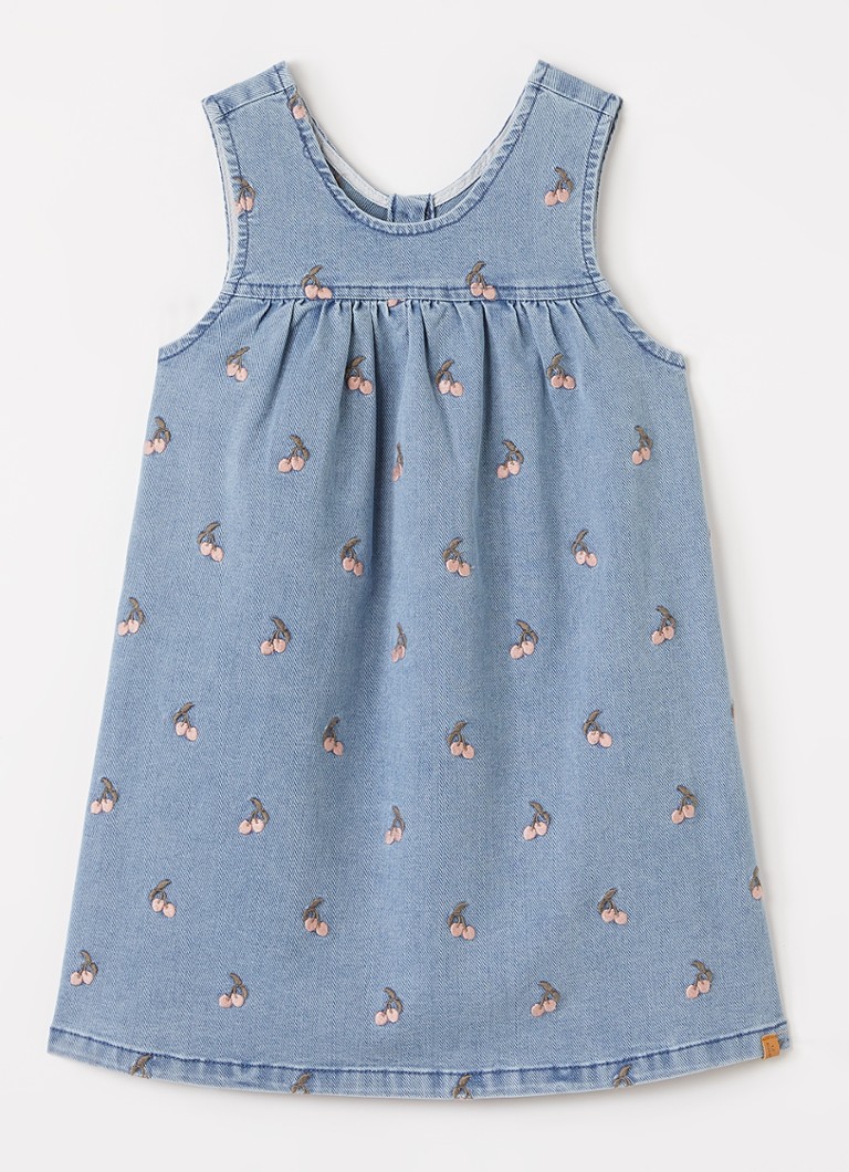 Lil 'Atelier Meisjes NMFDeva denim jurk met borduring in de kleur Indigo, maat: 116