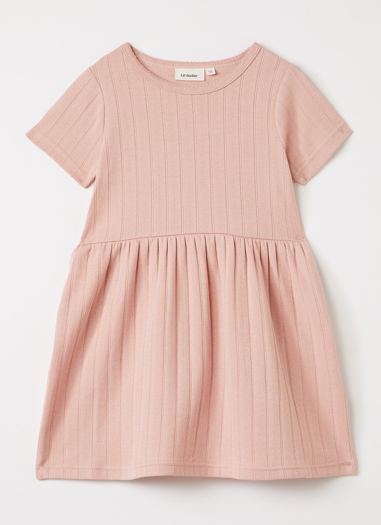 Lil 'Atelier Meisjes NMFFalina jurk in de kleur Zalmroze, maat: 110