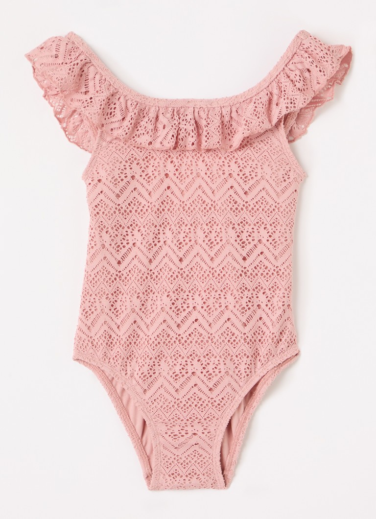 Lil 'Atelier Meisjes NMFFeline badpak met broderie in de kleur Roze, maat: 116
