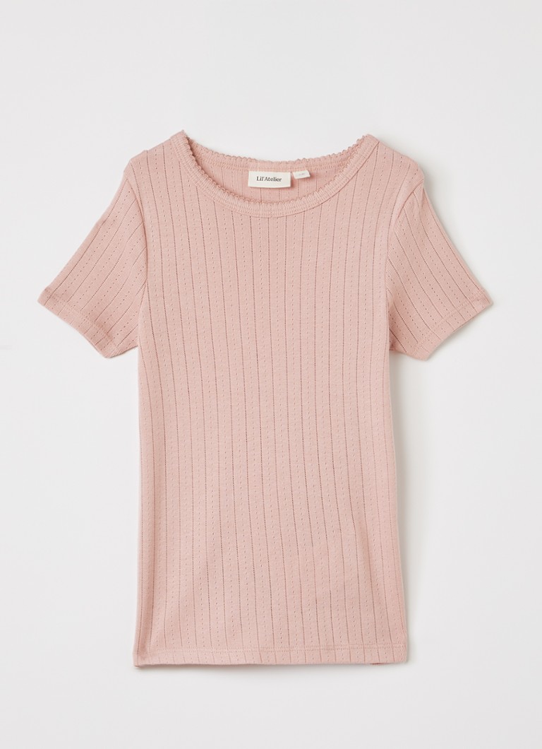 Lil 'Atelier Meisjes NMFRachel T-shirt met opengewerkt dessin in de kleur Oudroze, maat: 5
