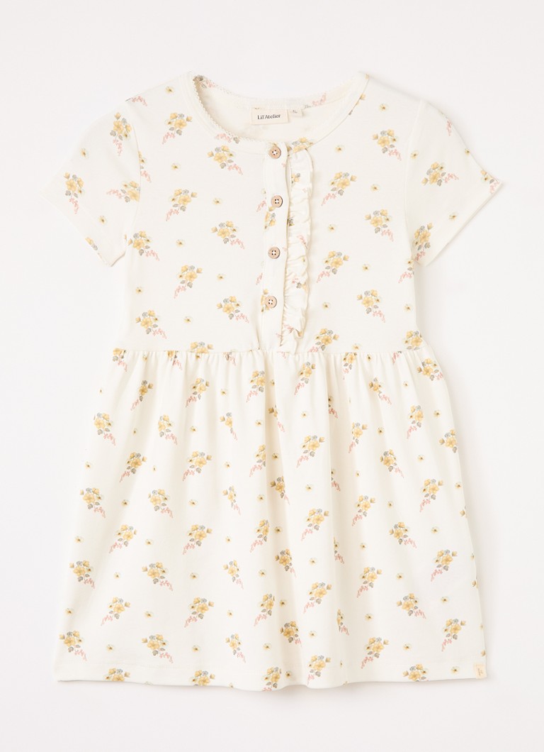 Lil 'Atelier Meisjes NMFGayo tuniekjurk met bloemenprint in de kleur Gebroken wit, maat: 98