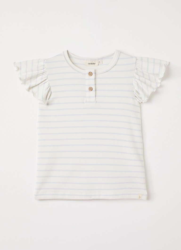Lil 'Atelier Meisjes NMFGeo T-shirt met streepprint in de kleur Ivoor, maat: 110