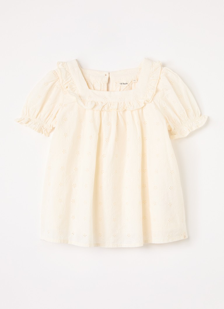 Lil 'Atelier Meisjes NMFHosa tuniek met broderie in de kleur Gebroken wit, maat: 122/128