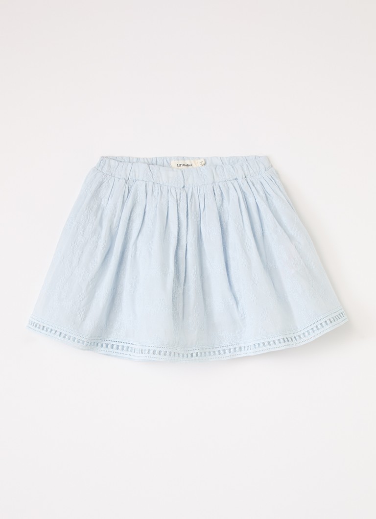 Lil 'Atelier Meisjes NMFJiva rok met bloemborduring in de kleur Lichtblauw, maat: 122