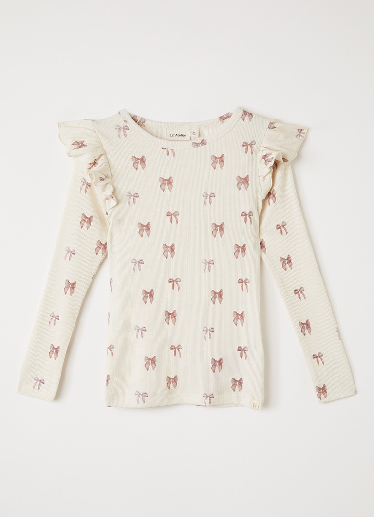 Lil 'Atelier Meisjes NMFGavo longsleeve met print in de kleur Gebroken wit, maat: 122/128