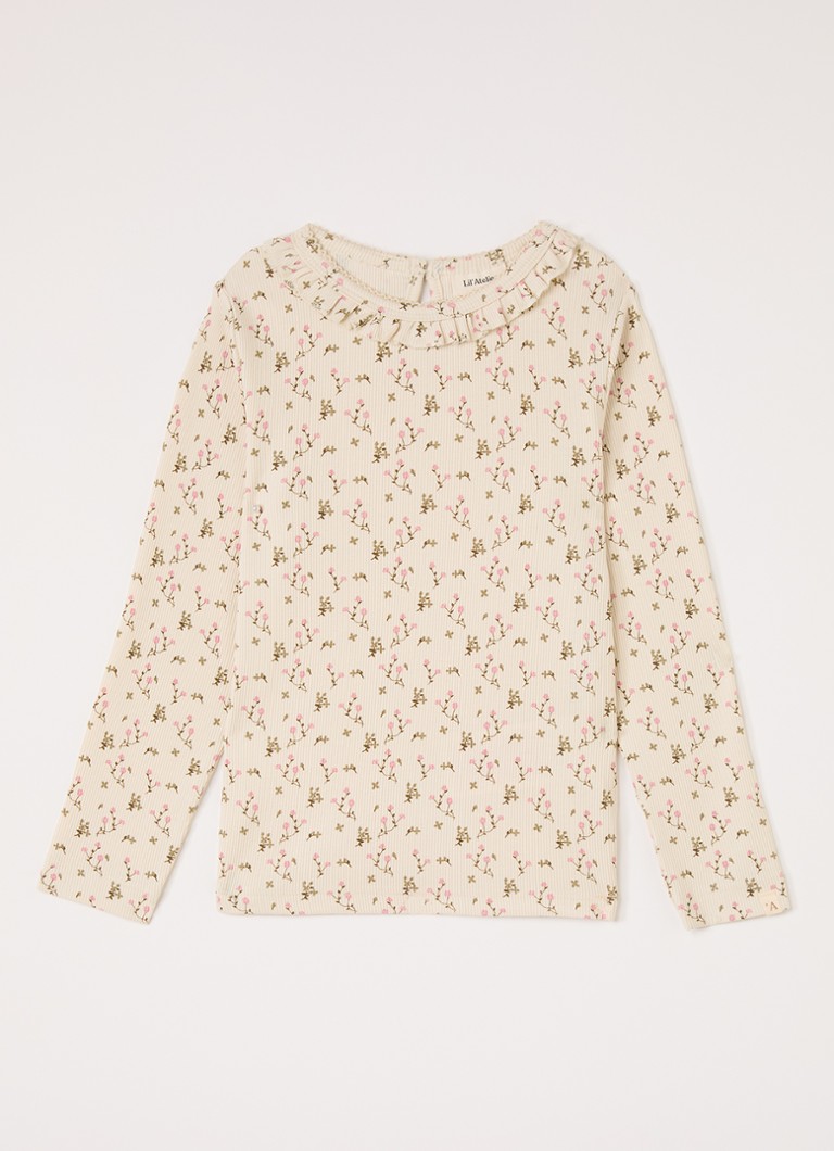 Lil 'Atelier Meisjes NMFLago longsleeve met bloemenprint in de kleur Creme, maat: 110