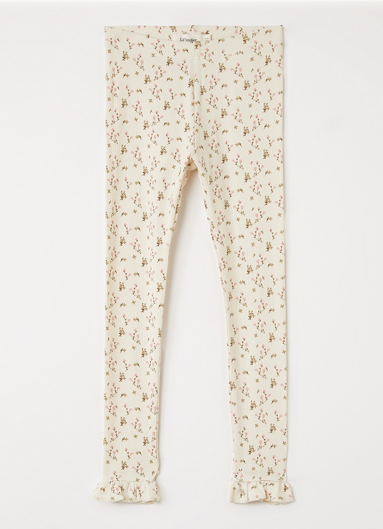 Lil 'Atelier Meisjes NMFLago legging met bloemenprint in de kleur Gebroken wit, maat: 110