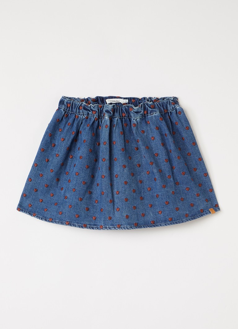 Lil 'Atelier Meisjes Spijkerrok met borduring in de kleur Indigo, maat: 122