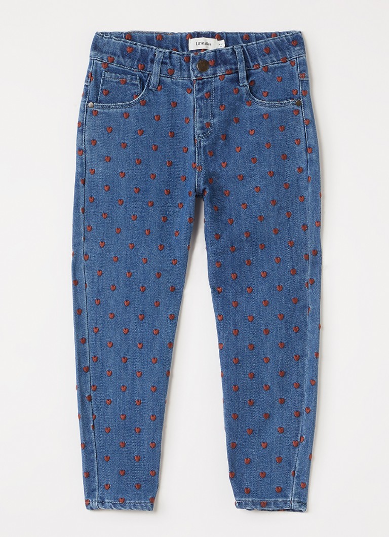 Lil 'Atelier Meisjes NMFLiva loose fit jeans met borduring in de kleur Jeans, maat: 104