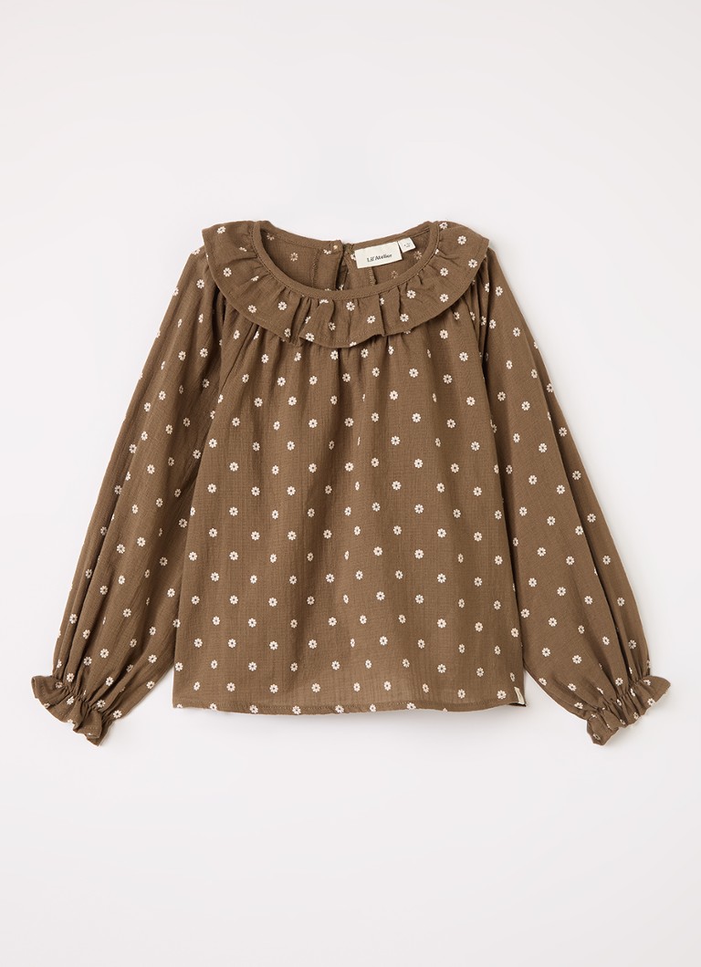 Lil 'Atelier Meisjes NMFHulla top met print in de kleur Bruin, maat: 122/128