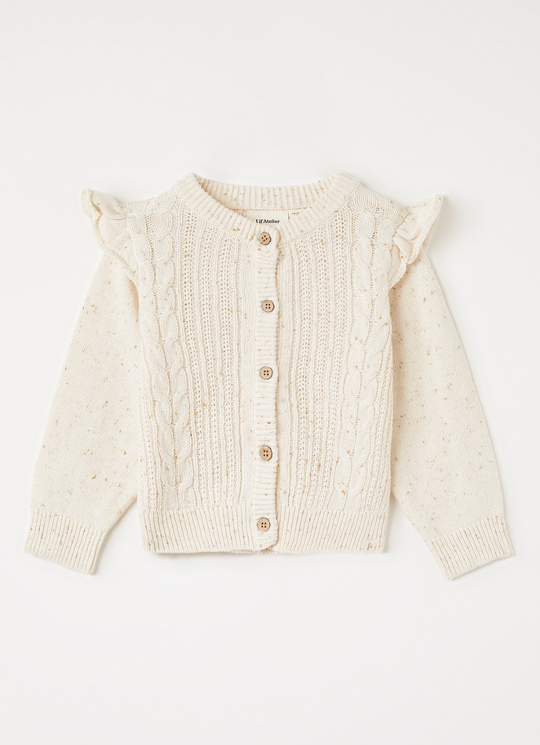 Lil 'Atelier Meisjes NMFGalto grofgebreid vest met volant in de kleur Ivoor, maat: 98