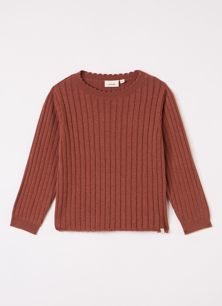 Lil 'Atelier Meisjes NMFNelsan ribgebreide trui in de kleur Roodbruin, maat: 122/128