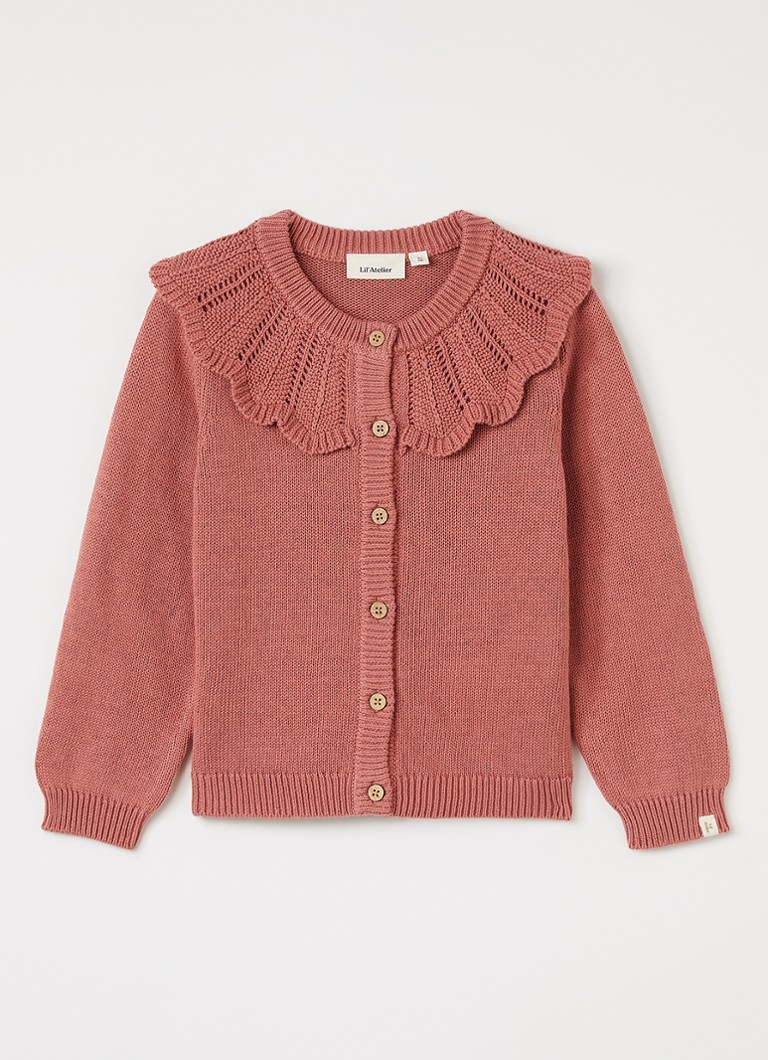 Lil 'Atelier Meisjes NMFNoda grofgebreid vest in de kleur Koraal, maat: 98