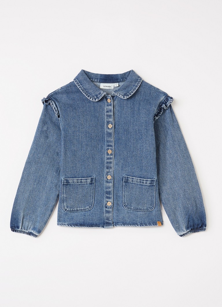 Lil 'Atelier Meisjes NMFObello blouse van denim in de kleur Indigo, maat: 122