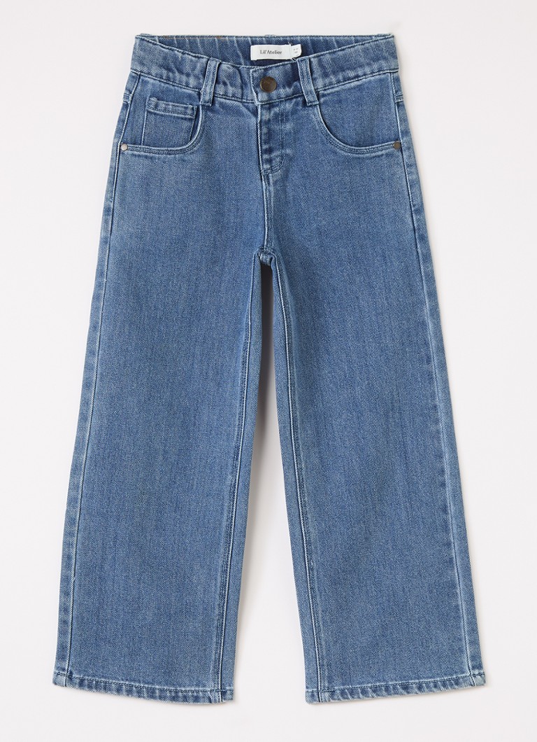 Lil 'Atelier Meisjes NMFObello wide leg jeans met lichte wassing in de kleur Jeans, maat: 110