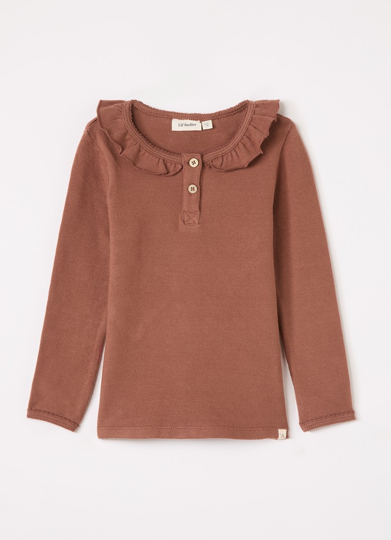 Lil 'Atelier Meisjes NMFThoro Huf longsleeve met ruches in de kleur Hazelnootbruin, maat: 98