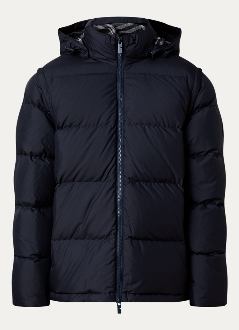 Burberry Heren Bideford puffer jack met afneembare capuchon en mouwen in de kleur Donkerblauw, maat: S