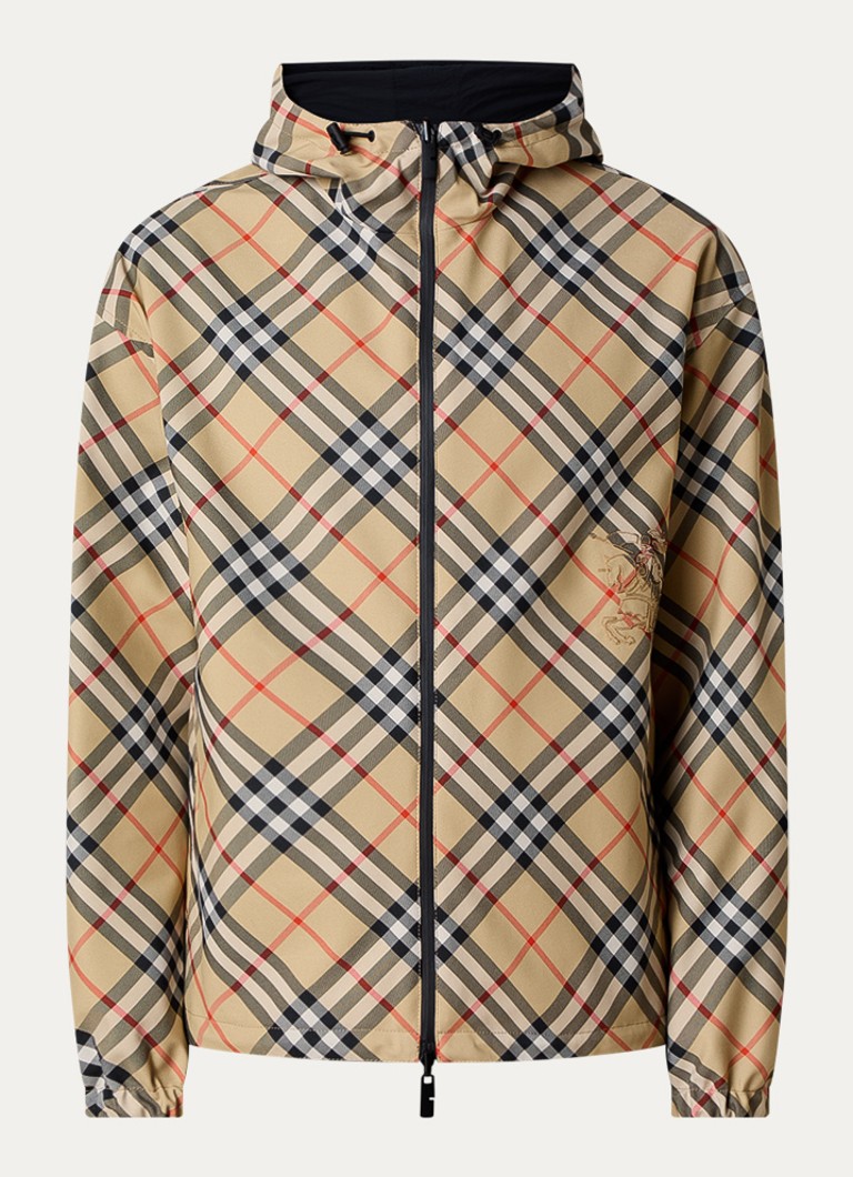 Burberry Heren Reversible windjack met ruitdessin en capuchon in de kleur Zand, maat: L
