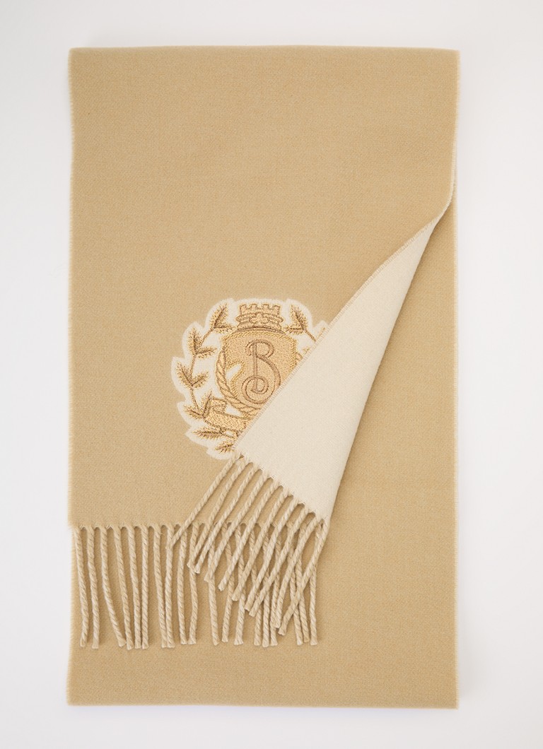 Burberry Heren B Crest sjaal van kasjmier met borduring 165 x 33 cm in de kleur Zand, maat: OS
