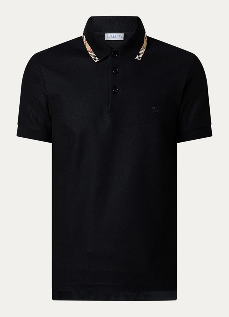 Burberry Heren Ediie regular fit polo met logo in de kleur Zwart, maat: XL