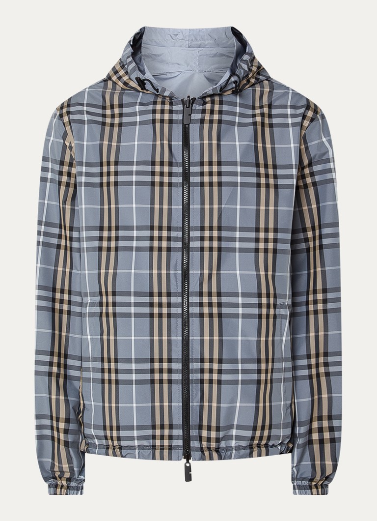 Burberry Heren Newport reversible jack met ritszakken en capuchon in de kleur Staalblauw, maat: M
