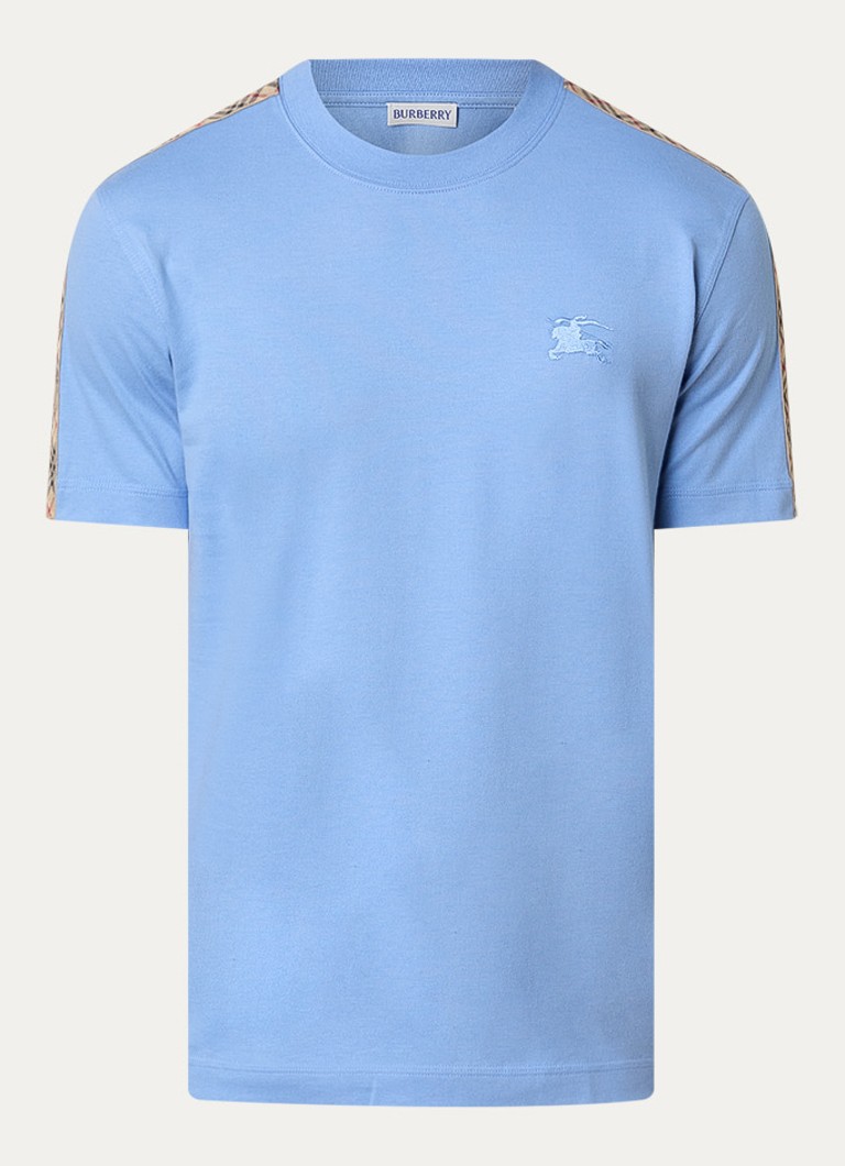 Burberry Heren Seth T-shirt met logoborduring in de kleur Staalblauw, maat: S