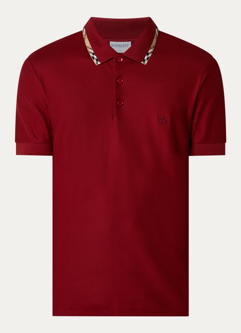 Burberry Heren Eddie regular fit polo met logo in de kleur Donkerrood, maat: S