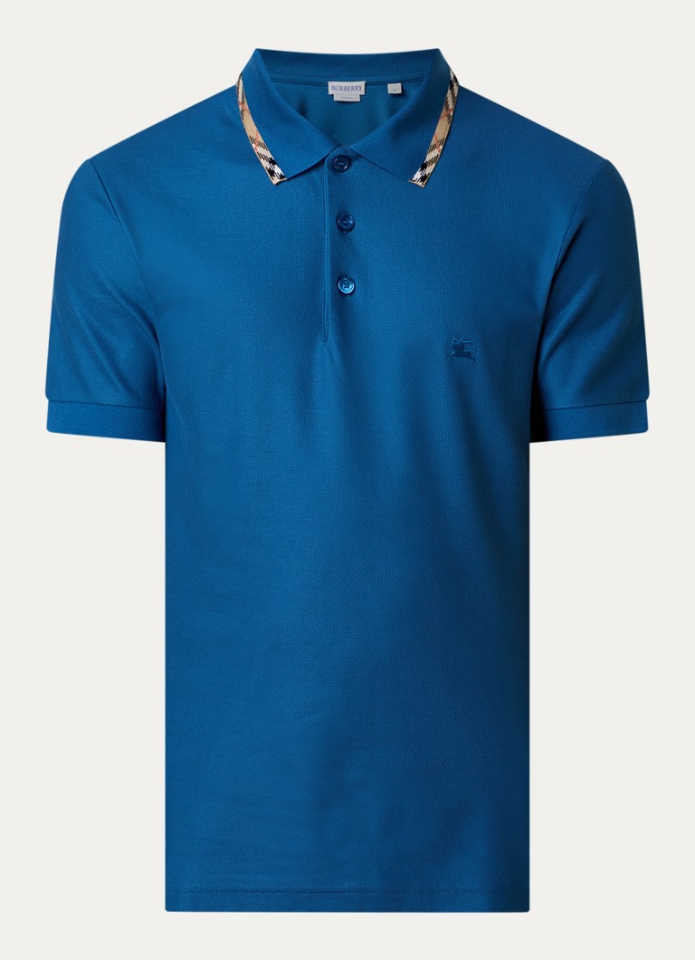 Burberry Heren Eddie regular fit polo met logo in de kleur Kobaltblauw, maat: S