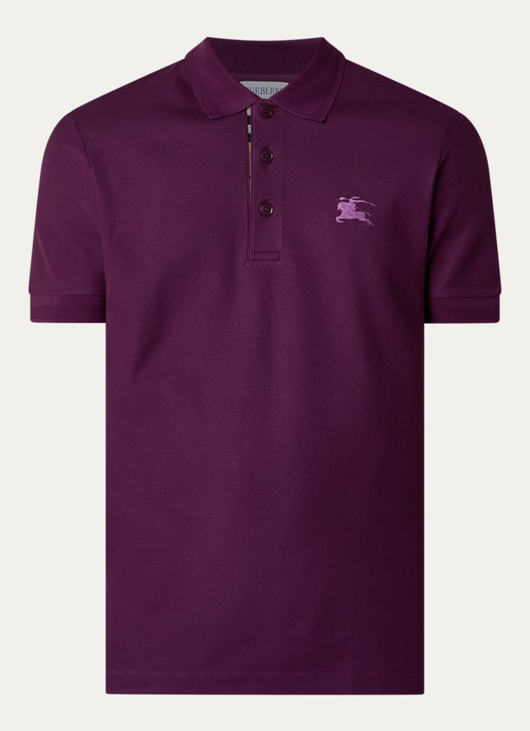 Burberry Heren Eddie regular fit polo met logo in de kleur Paars, maat: S