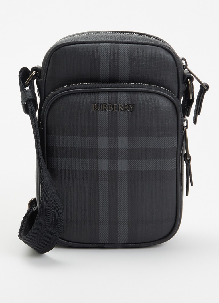 Burberry Heren Mini City crossbodytas met kalfsleren details in de kleur Antraciet, maat: OS