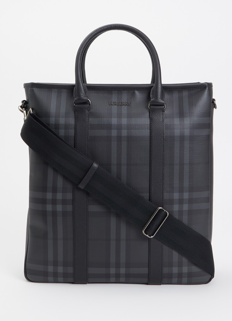 Burberry Heren Handtas met ruitdessin en afneembare schouderriem in de kleur Antraciet, maat: OS