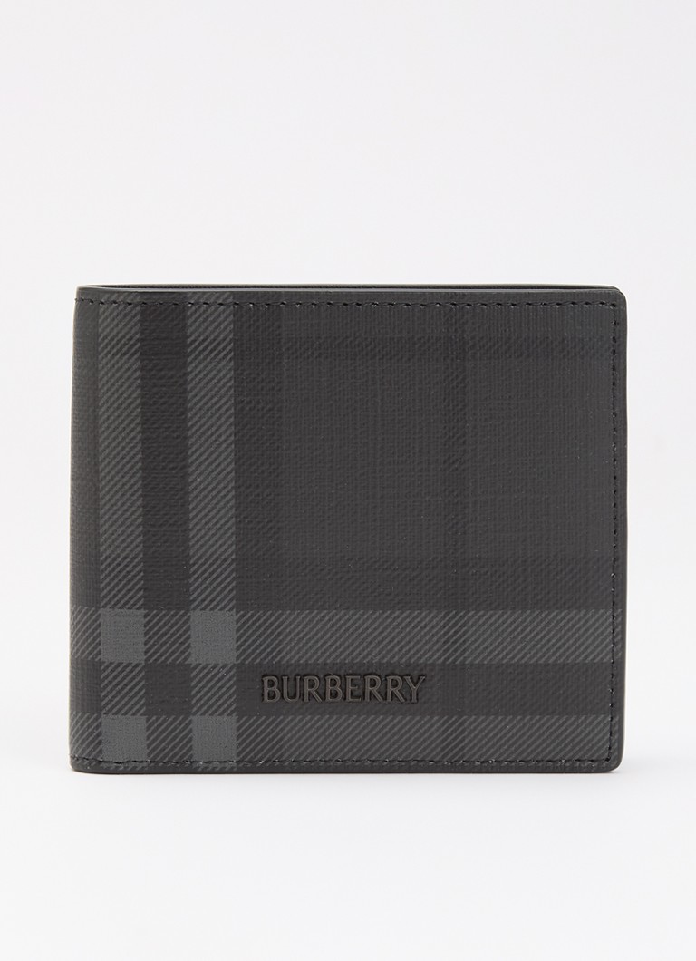 Burberry Dames Portemonnee van imitatieleer met ruitdessin in de kleur Antraciet, maat: OS