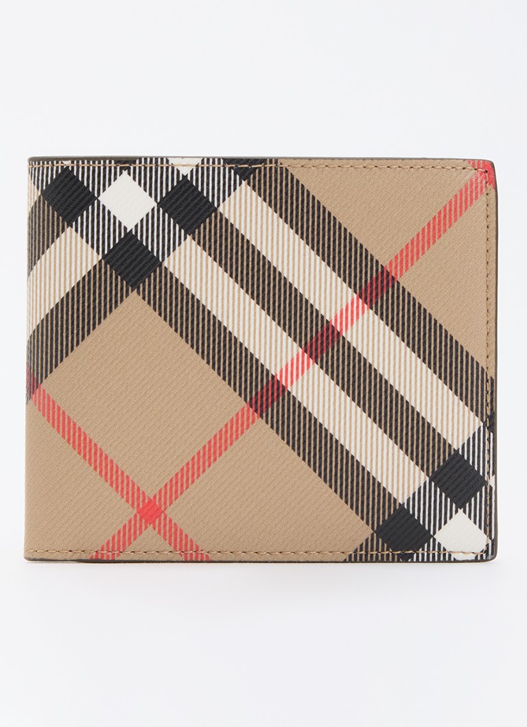 Burberry Dames Check portemonnee met ruitdessin in de kleur Camel, maat: OS