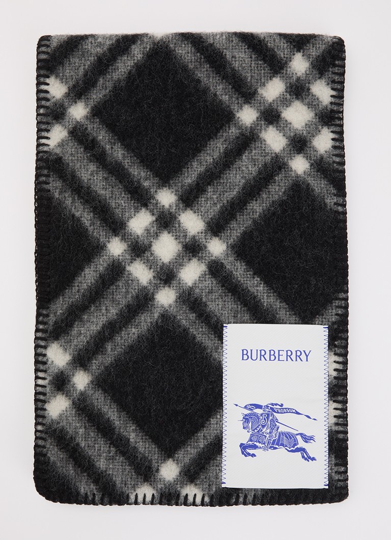 Burberry Heren Sjaal van wol met ruitdessin 180 x 30 cm in de kleur Zwart, maat: OS