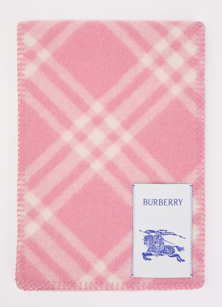 Burberry Heren Sjaal van wol met ruitdessin 180 x 30 cm in de kleur Roze, maat: OS