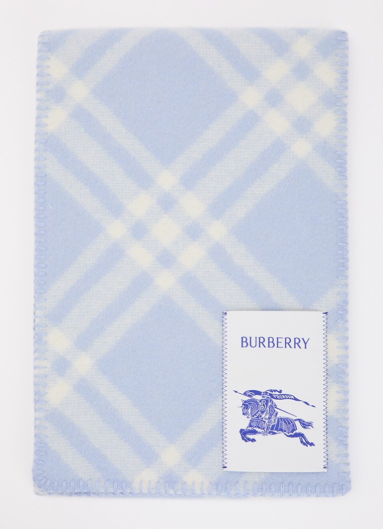 Burberry Heren Sjaal van wol met ruitdessin 180 x 30 cm in de kleur Blauw, maat: OS