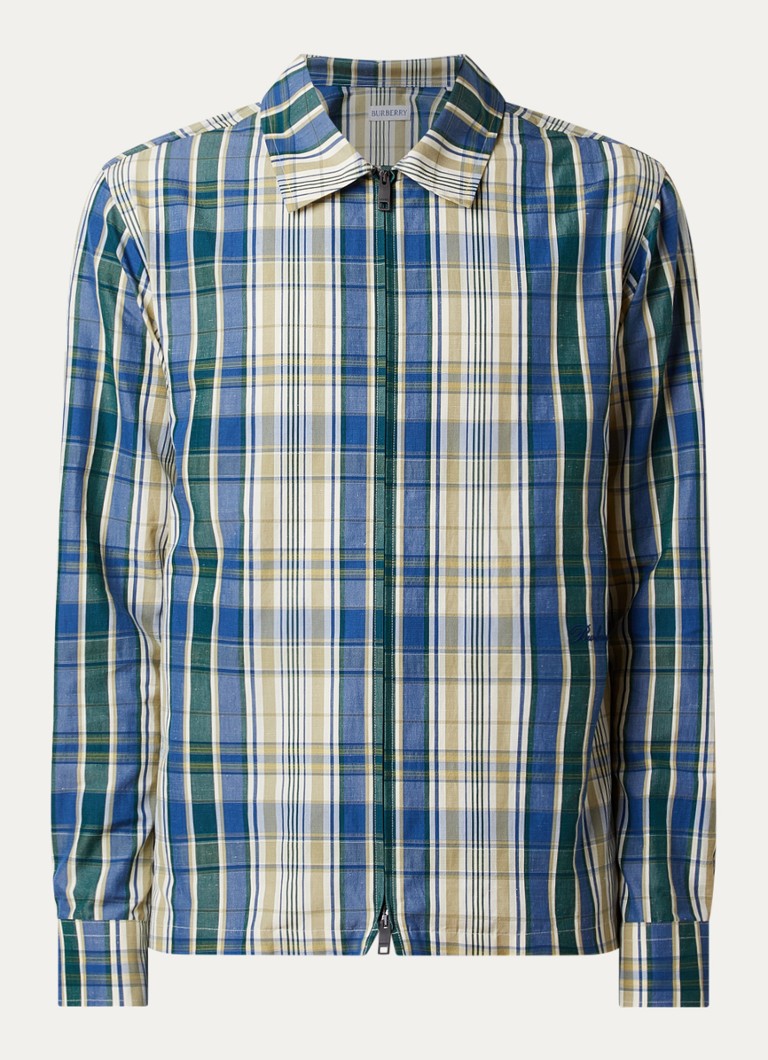 Burberry Heren Ollie regular fit overhemd in linnenblend met ruitdessin in de kleur Petrol, maat: M