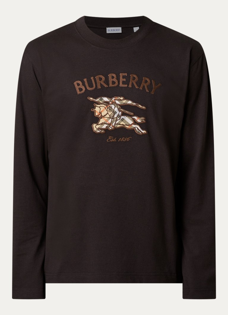 Burberry Heren Ryan longsleeve met logoborduring in de kleur Chocoladebruin, maat: S